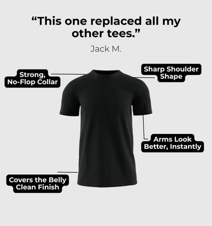 6 (2 Black + 2 White + 2 Navy Blue) Tees - Power Pack 4 + 2 FREE
